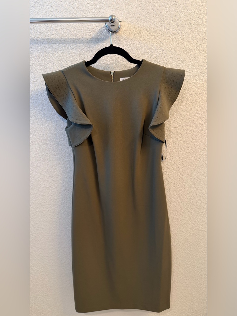 calvin klein olive green dress | Dresses | Calvin Klein Ruffle Sleeve Midi Muslim Long Formal Dress